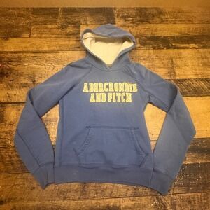 Abercrombie Fitch Blue Graphic Hoodie Sweatshirt‎ Size Medium Cotton